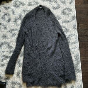 Express women’s fuzzy cardigan dark grey XS
